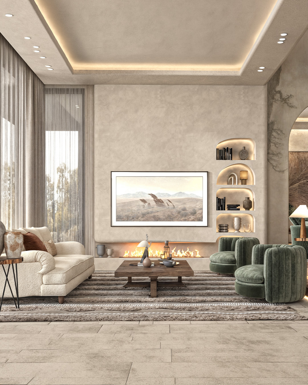 Living Room with Fireplace