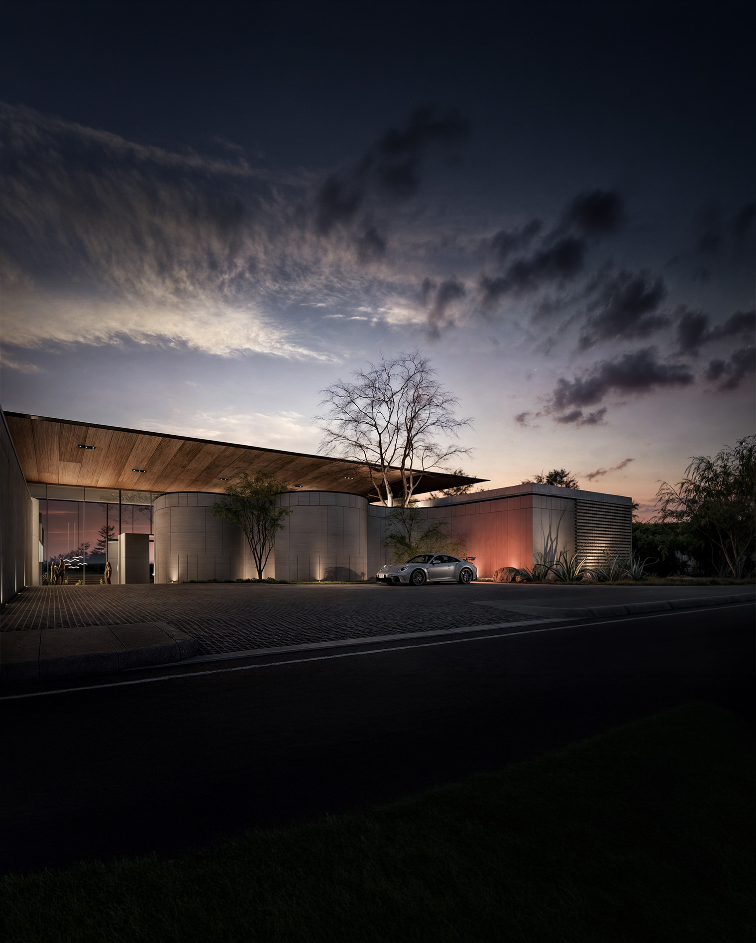 Villa Entrance at Dusk